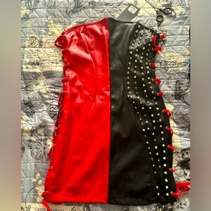 Akira pleather Red and Black dress